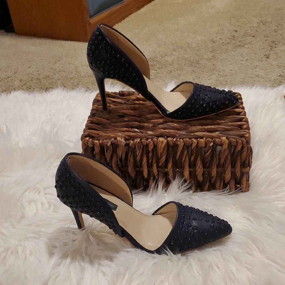 French Connection Navy Studded Heels